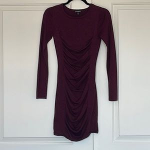 Express Maroon with Pink/Purple Shimmer Long Sleeve Dress - Small